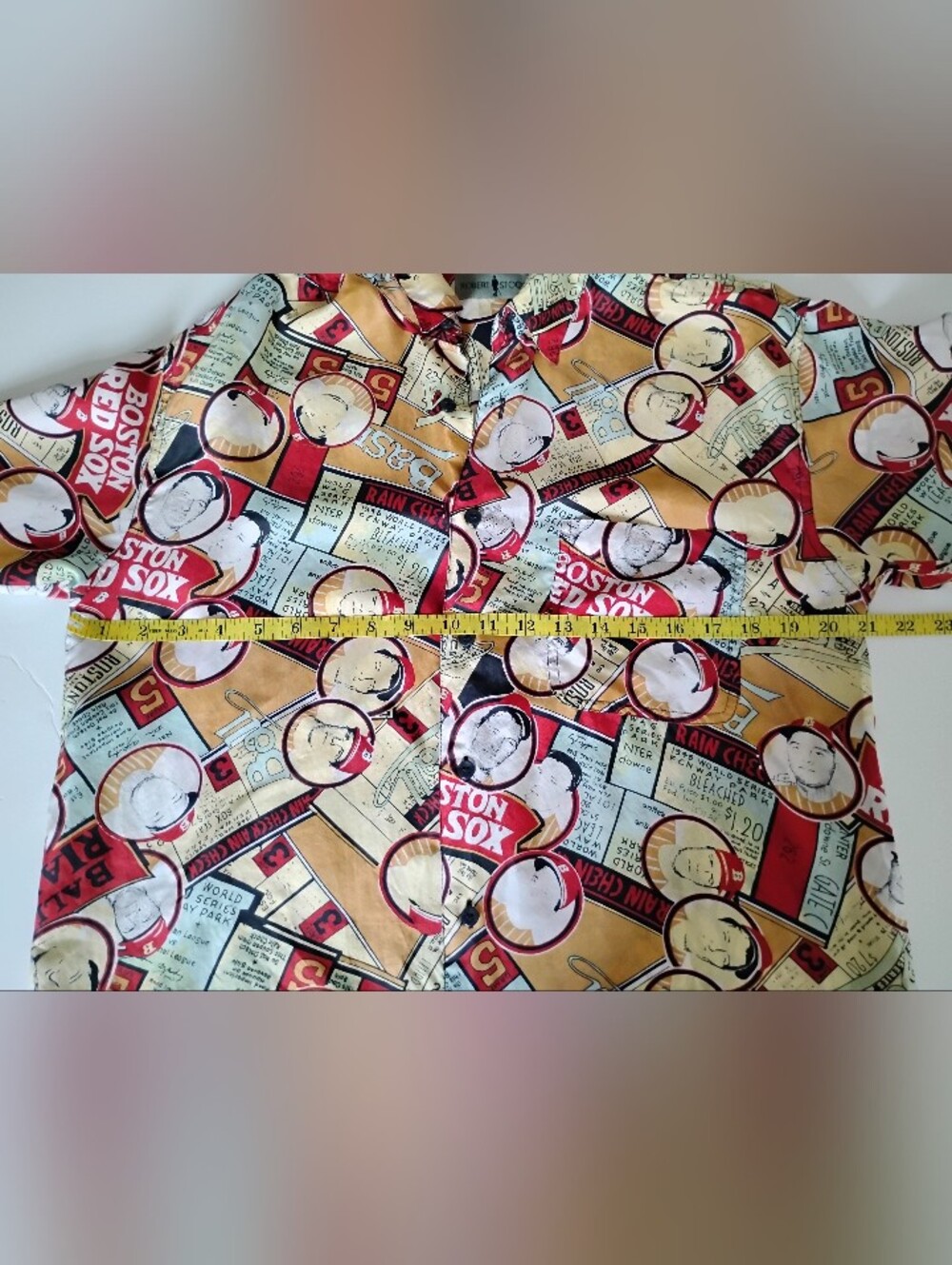 Robert Stock Silk Button Up Shirt Vintage Boston Red Sox Baseball Colorful Sz Lg - Picture 14 of 15